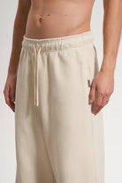 Erkek Baggy Fit Washed Sweatpants - Bej