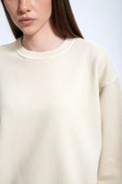 Kadın Boxy Fit Oversized Washed Sweatshirt - Bej