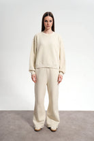 Kadın Boxy Fit Oversized Washed Sweatshirt - Bej