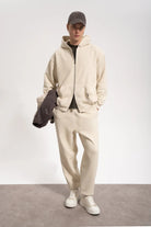 Erkek Relaxed Fit Washed Sweatpants - Bej