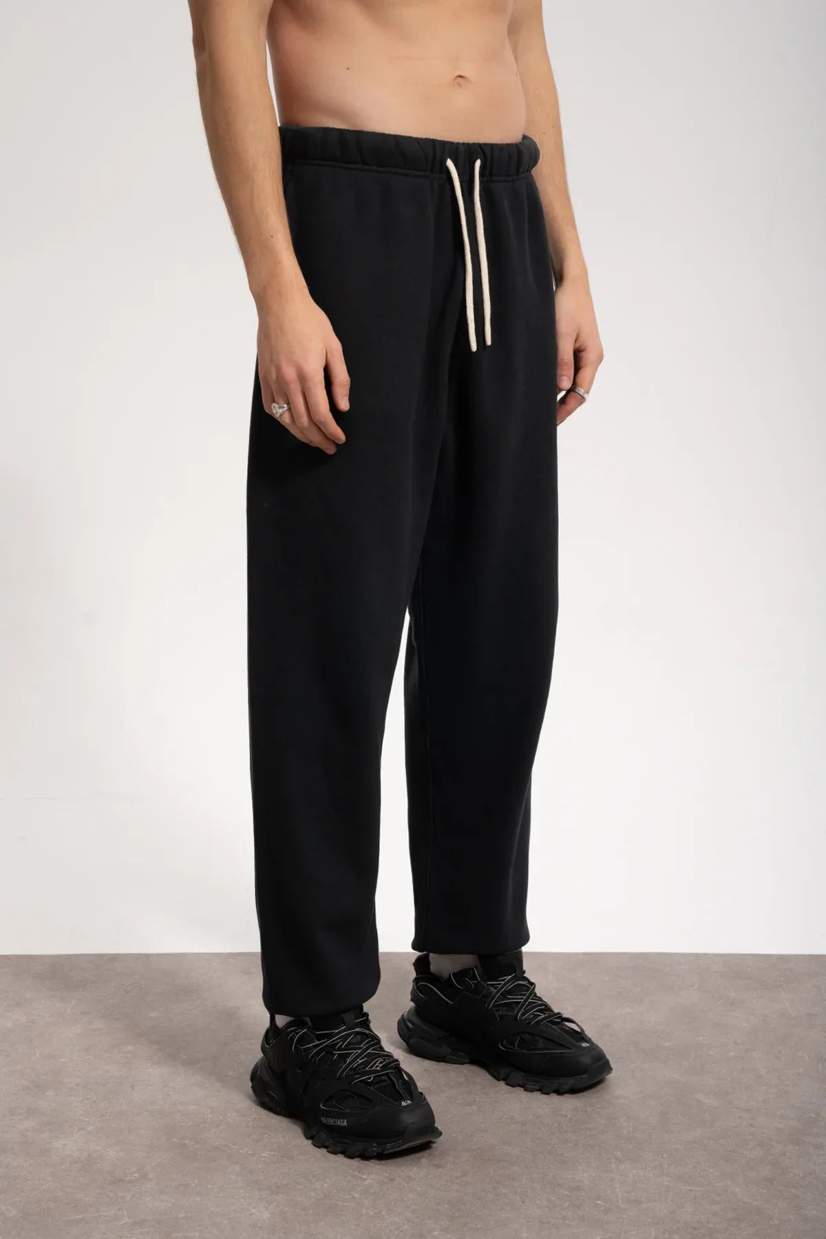 Erkek Relaxed Fit Washed Sweatpants - Siyah