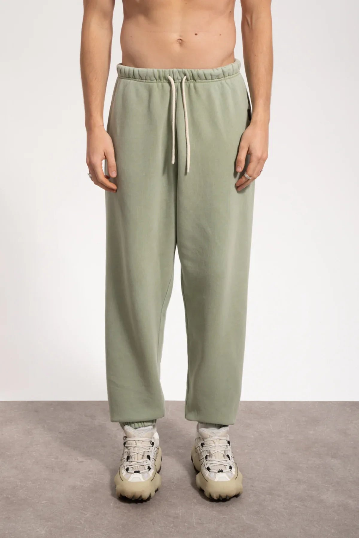 Erkek Relaxed Fit Washed Sweatpants - Yeşil