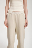 Kadın Flared Wide Leg Washed Sweatpants - Bej