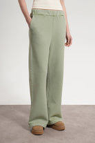 Kadın Flared Wide Leg Washed Sweatpants - Yeşil