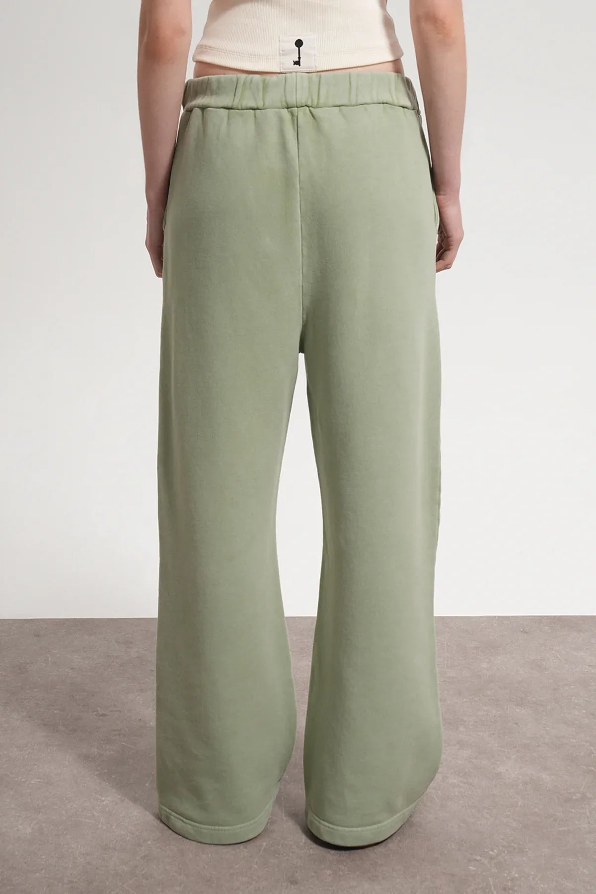 Kadın Flared Wide Leg Washed Sweatpants - Yeşil