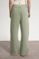 Kadın Flared Wide Leg Washed Sweatpants - Yeşil