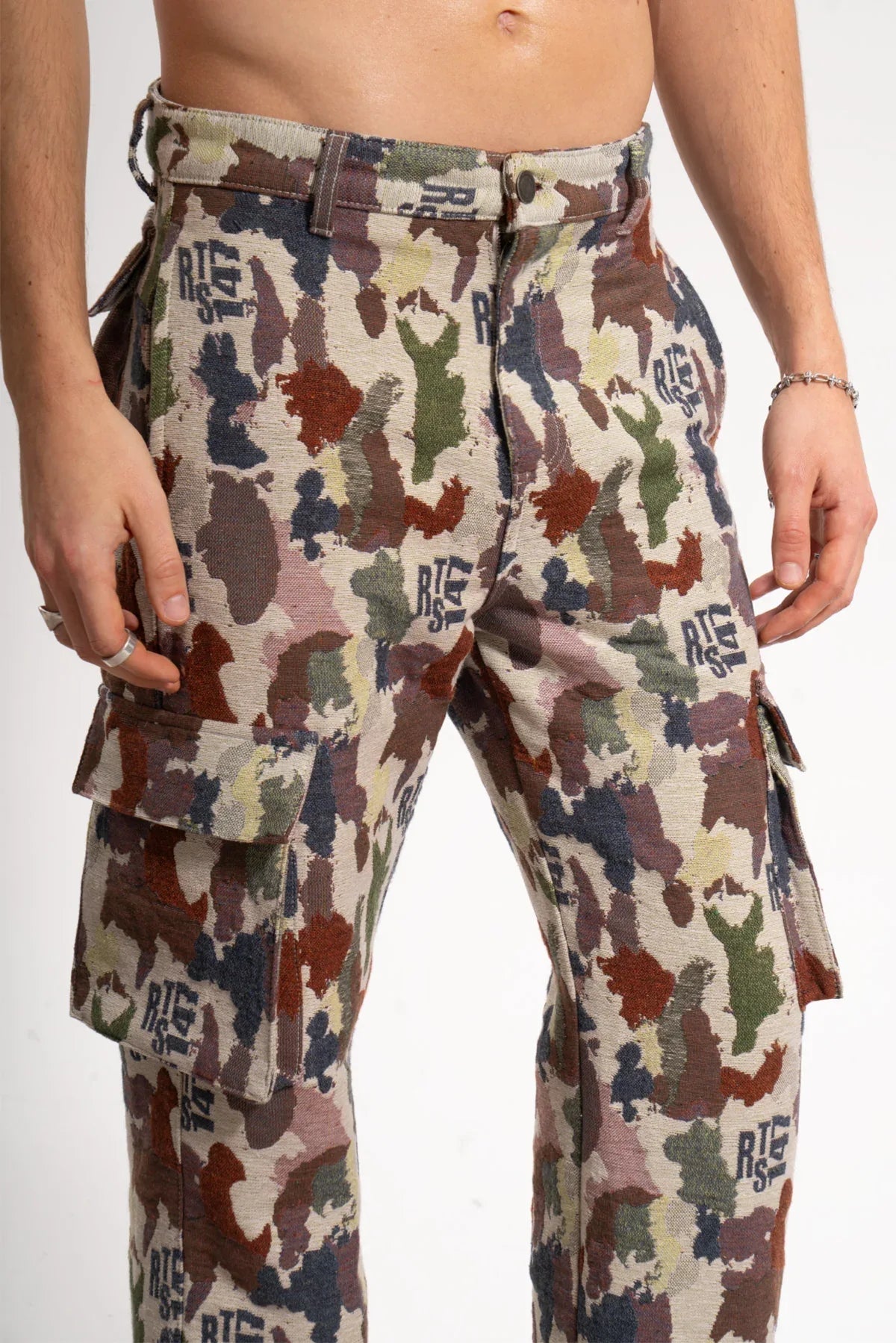 Erkek Relaxed Fit Jacar Camouflage Cargo Pants - Kamuflaj
