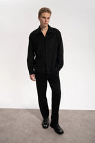 Erkek Relaxed Fit Wool Pants - Siyah
