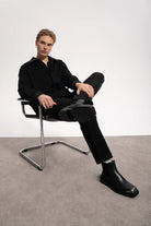 Erkek Relaxed Fit Wool Pants - Siyah