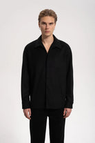 Erkek Relaxed Fit Wool Shirt - Siyah