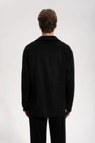Erkek Relaxed Fit Wool Shirt - Siyah