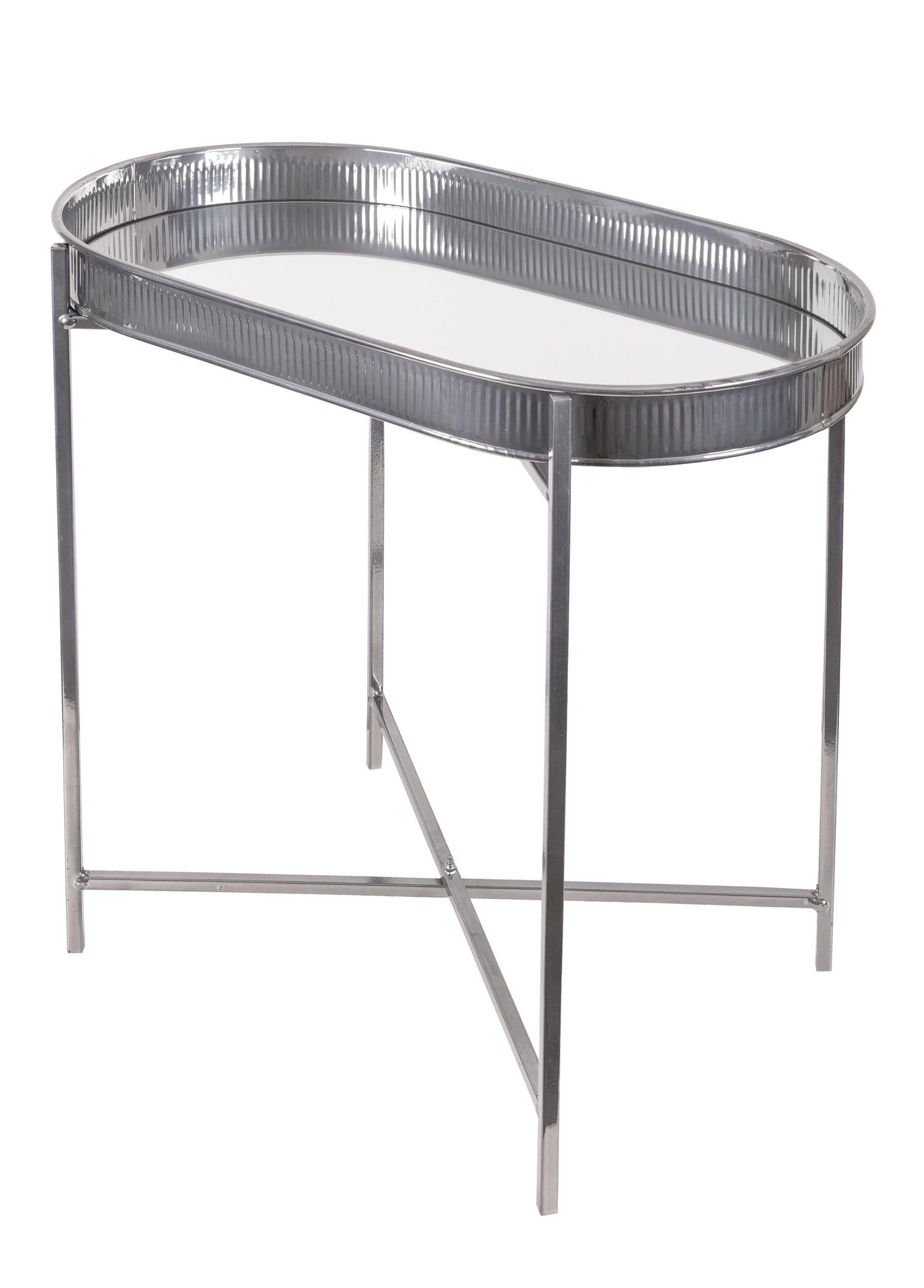 Sehpa Krom Taşınabilir Aynalı Tepsi 56X32X56 Cm