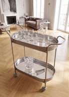 Servis Arabası Krom 2Raflı Tekerlekli 80X56X32 Cm