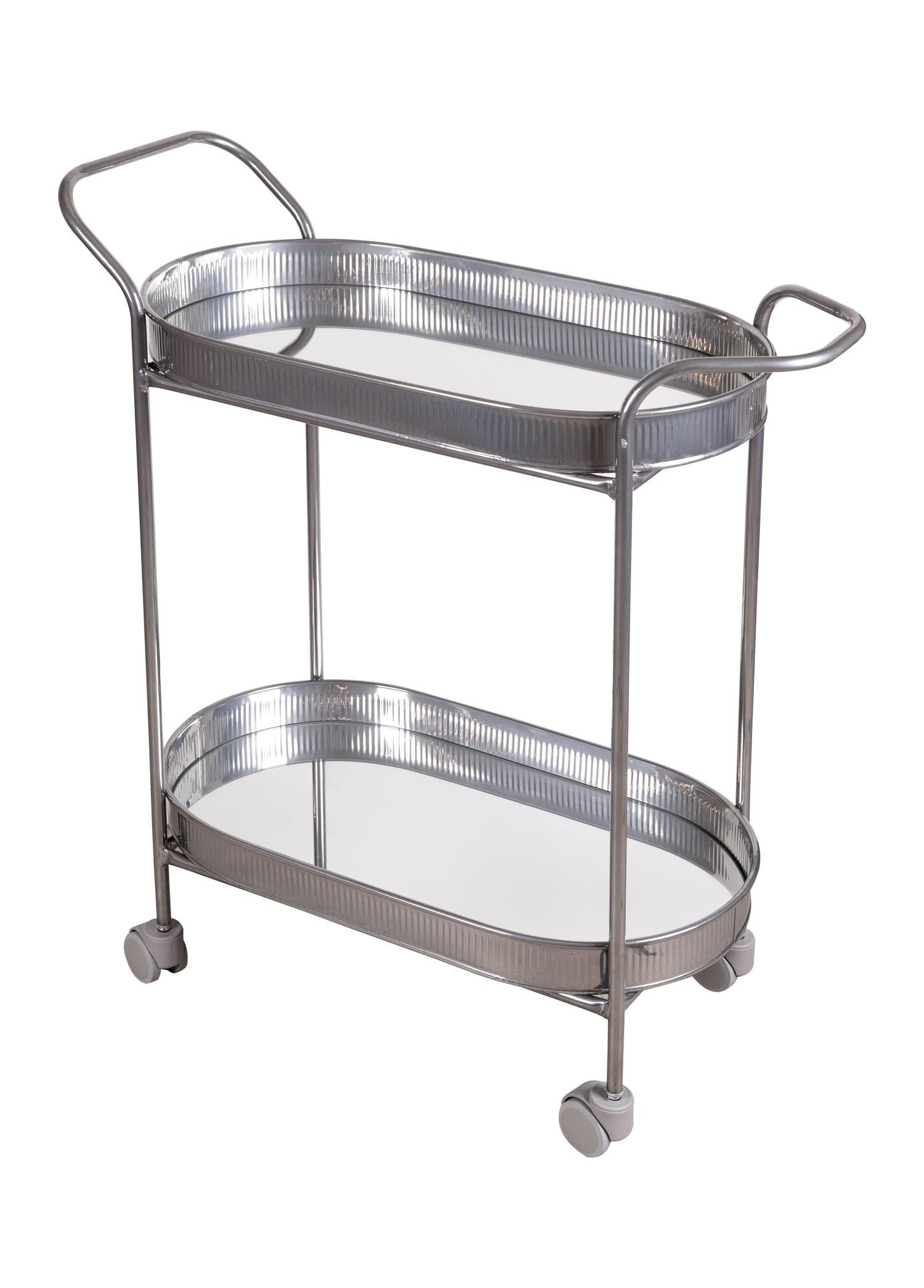 Servis Arabası Krom 2Raflı Tekerlekli 80X56X32 Cm