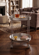 Servis Arabası Krom 2Raflı Tekerlekli 80X45 Cm
