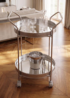 Servis Arabası Krom 2Raflı Tekerlekli 80X45 Cm