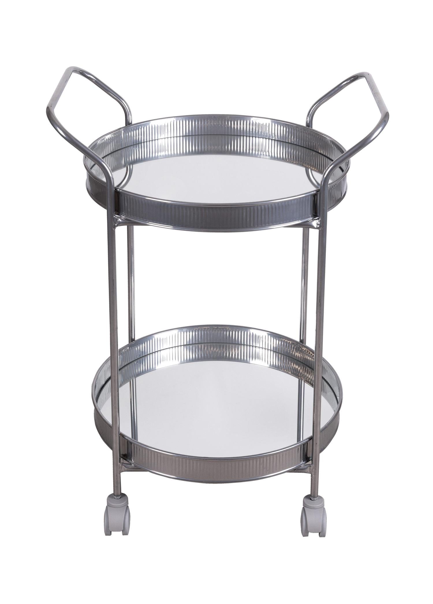 Servis Arabası Krom 2Raflı Tekerlekli 80X45 Cm