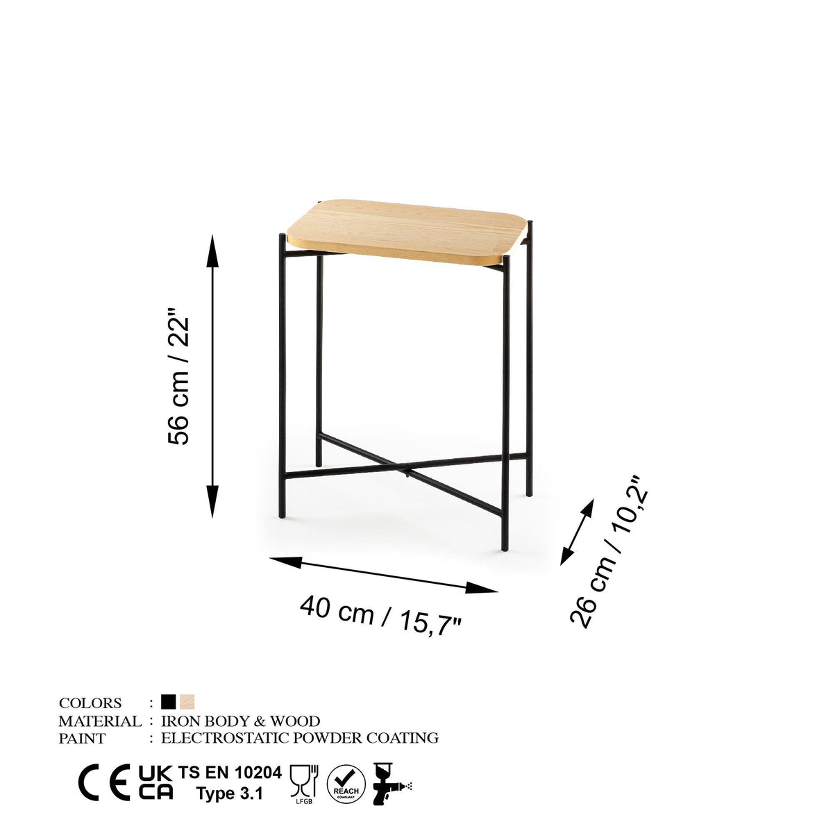 Shb-003 Dekoratif Ahşap Metal Sehpa 