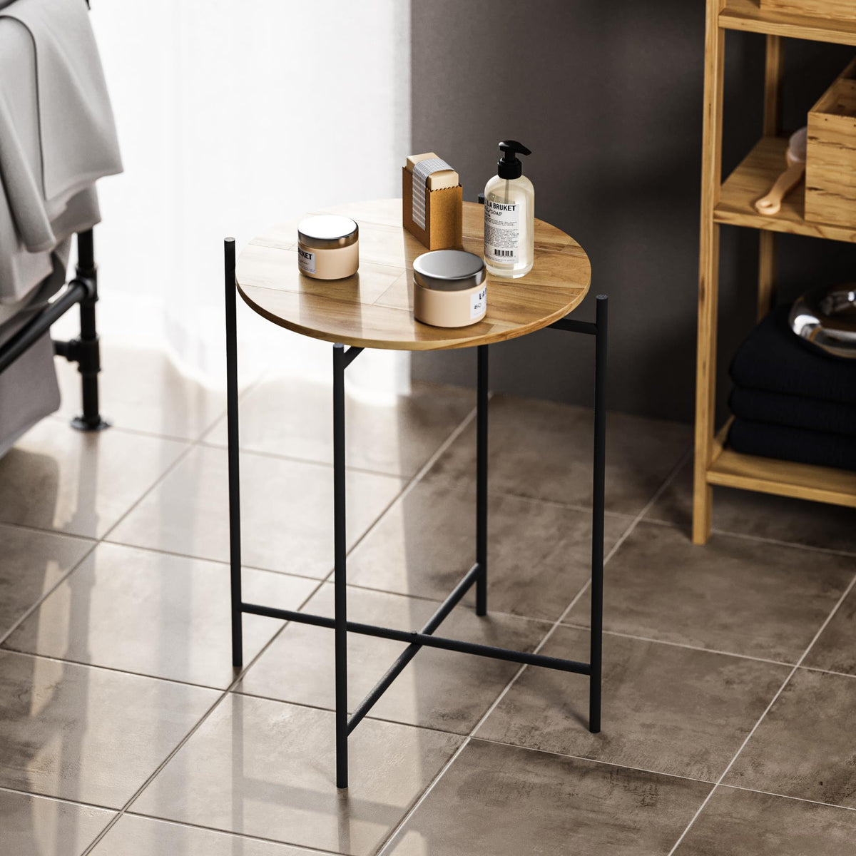 Shb-004 Dekoratif Ahşap Metal Sehpa 