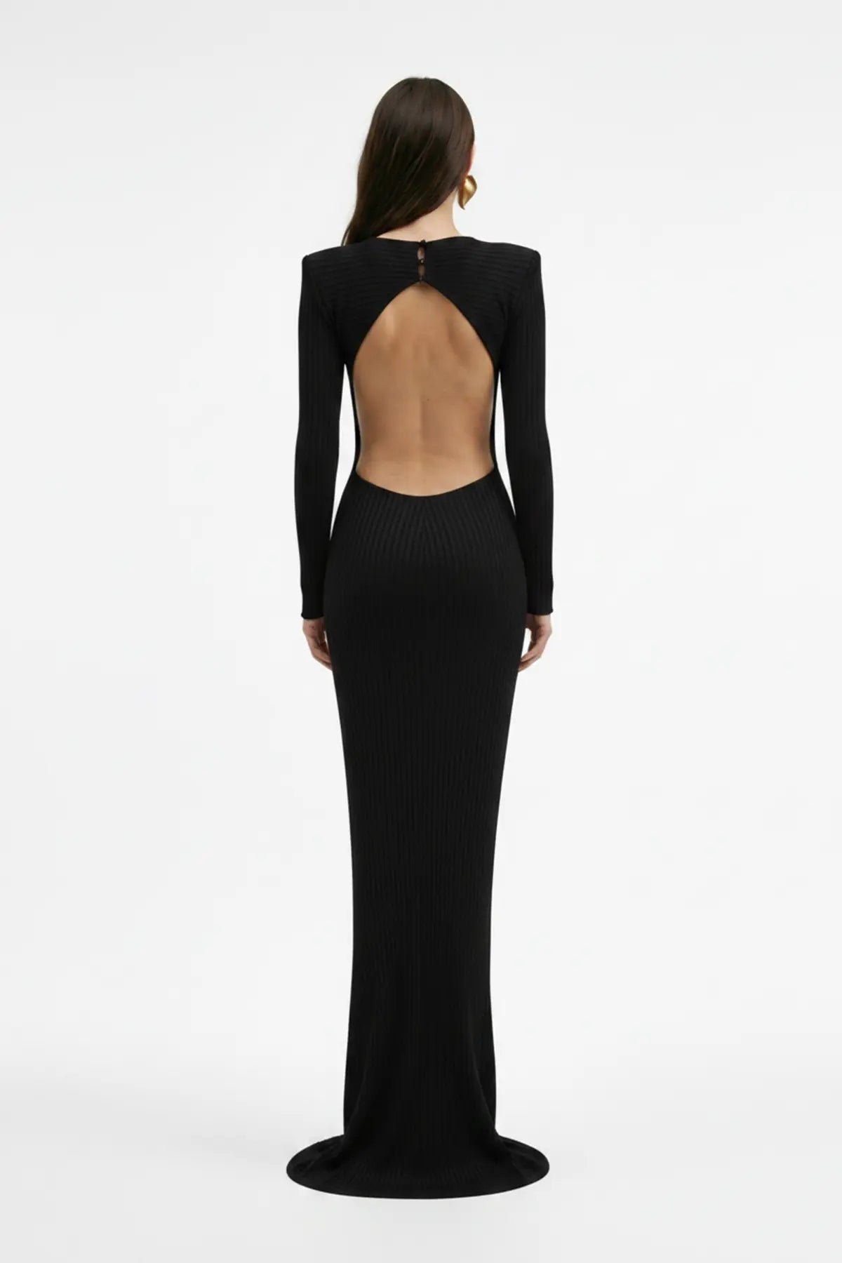 SiYah Cut-Out Detayli Maxi ElbiSe