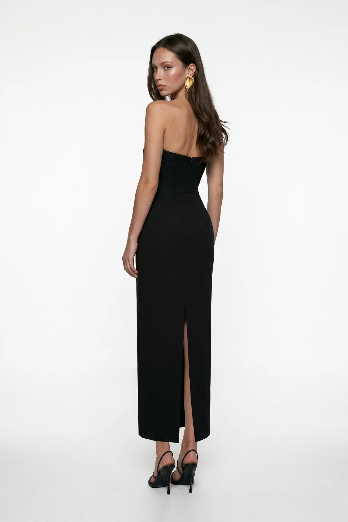 SiYah Korse Detayli Krep MiDi Bodycon ElbiSe