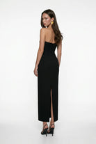 SiYah Korse Detayli Krep MiDi Bodycon ElbiSe