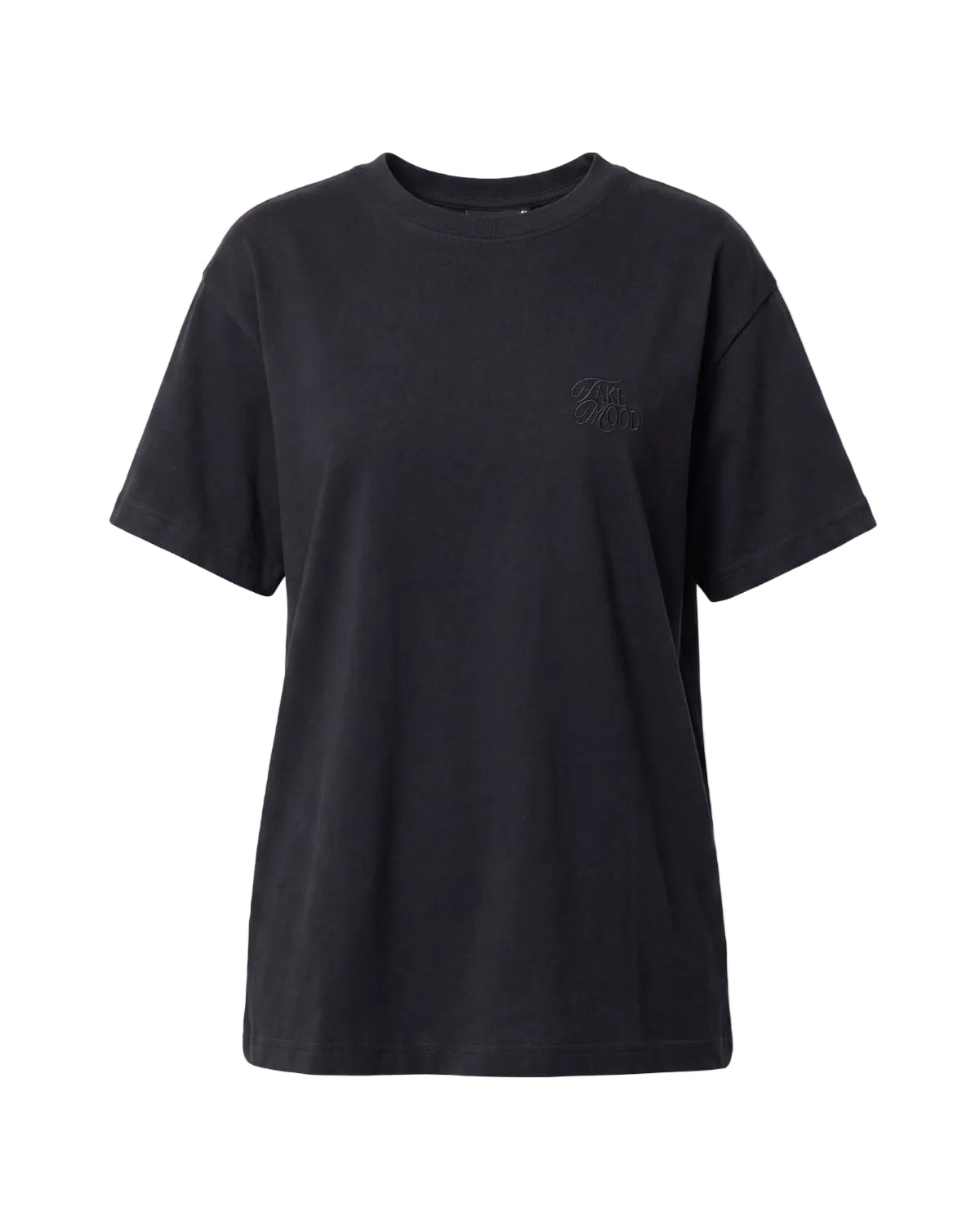 Kadin Oversize Fakemood Nakişli TiŞört - SiYah