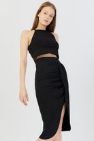 Felicia Bisiklet Yaka Crop Top | Siyah