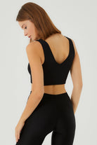 Liene V Yaka Crop Top | Siyah
