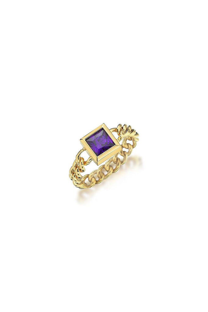 Jurome | Square Purple Chain Ring | Milagron