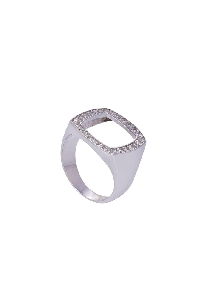 JUJU | Square Ring with CZ Stones CRS-674 2 | Milagron