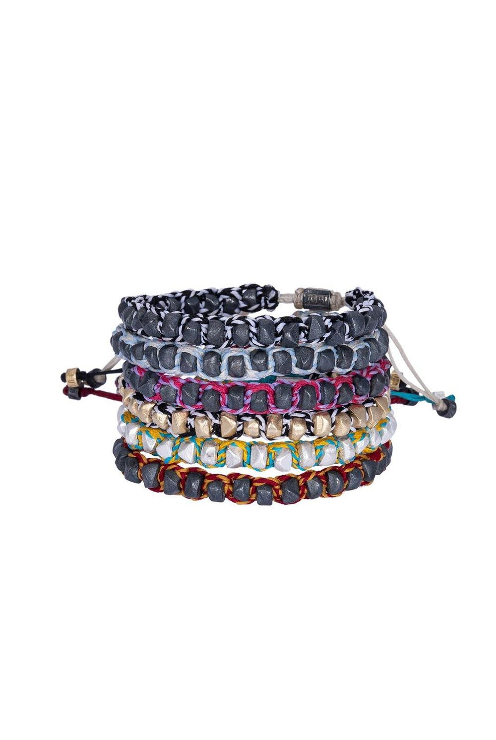 JUJU | Stone Bracelet With Pink & Lilac Cord CCB-1184 1 | Milagron