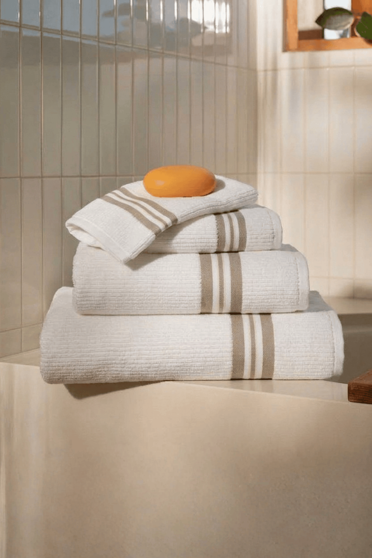 Strada Havlu 3'lü Set | Lyocell & Pamuk | Krem | 30x50 + 50x90 + 80x150 cm