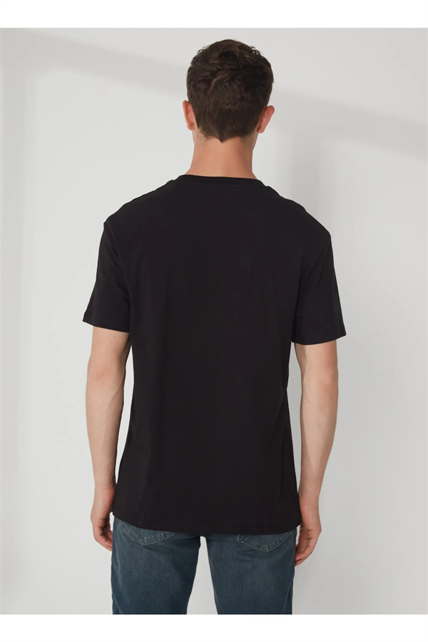 Bisiklet Yaka Baskılı Basic Erkek T-Shirt