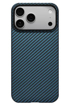 Tactile Woven Iphone 17 Pro Max Magsafe Uyumlu 1500D Aramid Fiber Kılıf Black Blue