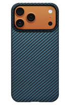 Tactile Woven Iphone 17 Pro Max Magsafe Uyumlu 1500D Aramid Fiber Kılıf Black Blue