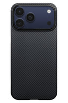 Tactile Woven Iphone 17 Pro Max Magsafe Uyumlu 1500D Aramid Fiber Kılıf Black-Gray Twill