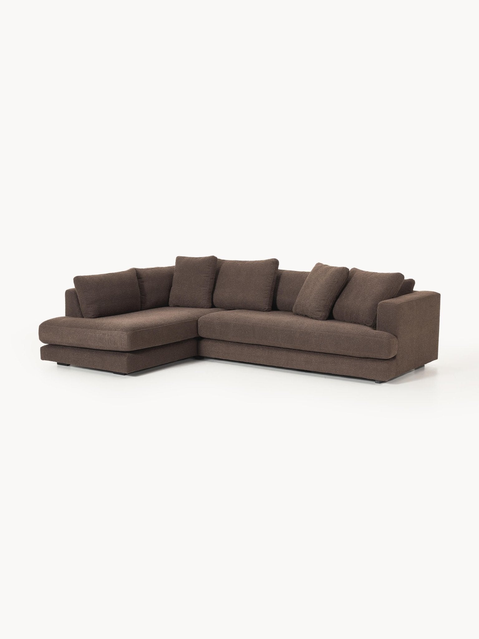 Tribeca Bouclé Köşe Koltuk Modern Tasarım Koyu Kahverengi 274Cm