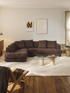 Tribeca Bouclé Köşe Koltuk Modern Tasarım Koyu Kahverengi 274Cm
