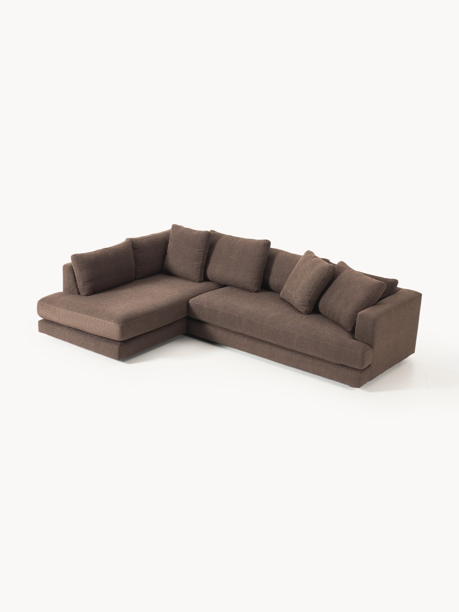 Tribeca Bouclé Köşe Koltuk Modern Tasarım Koyu Kahverengi 274Cm