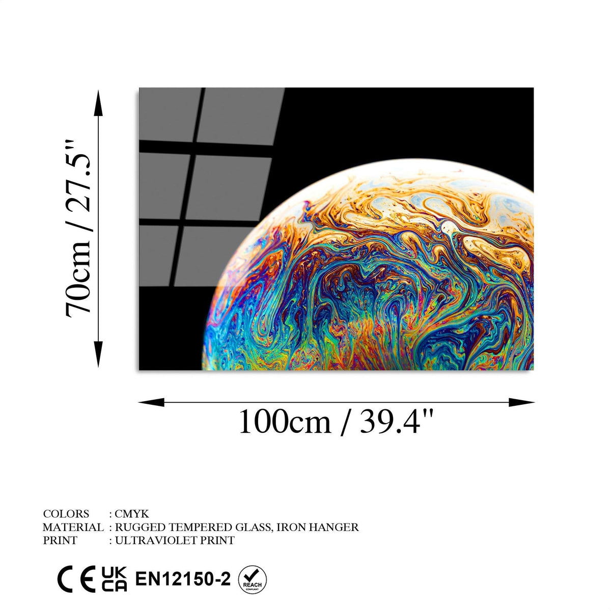 Uv-090 Baskılı Cam Dikdörtgen Duvar Tablosu 