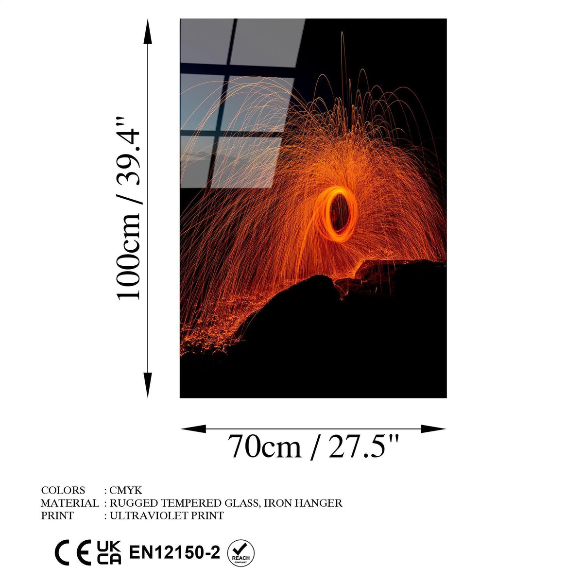 Uv-132 Baskılı Cam Dikdörtgen Duvar Tablosu 