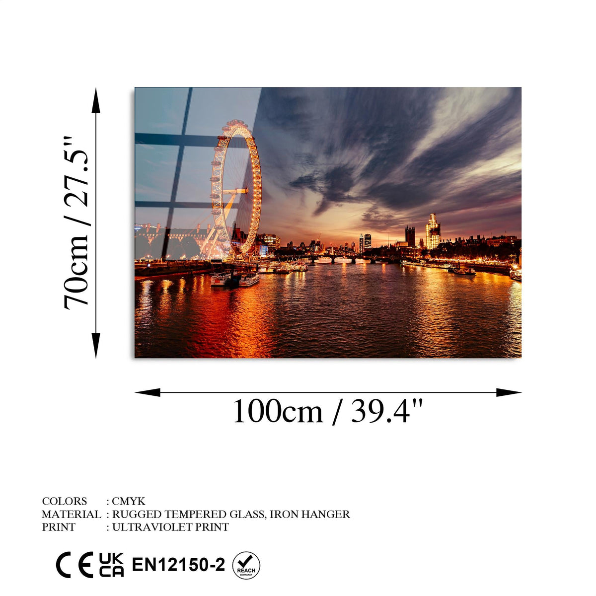 Uv-174 Baskılı Cam Dikdörtgen Duvar Tablosu 