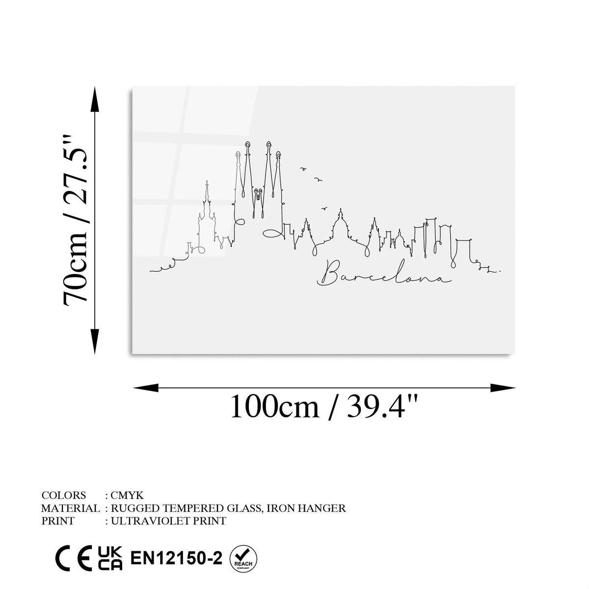 Uv-238 Baskılı Cam Dikdörtgen Duvar Tablosu 