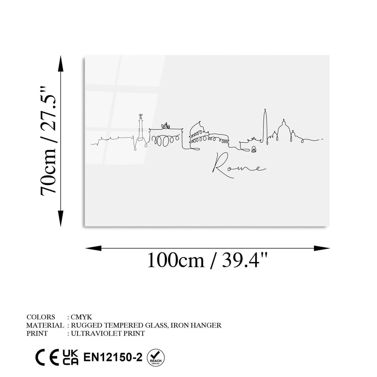 Uv-245 Baskılı Cam Dikdörtgen Duvar Tablosu 