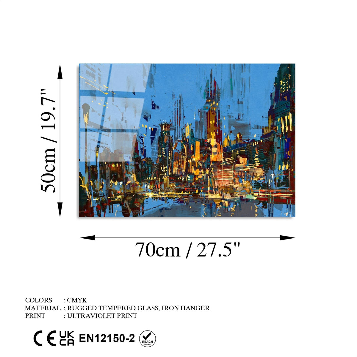 Uv-345 Baskılı Cam Dikdörtgen Duvar Tablosu 