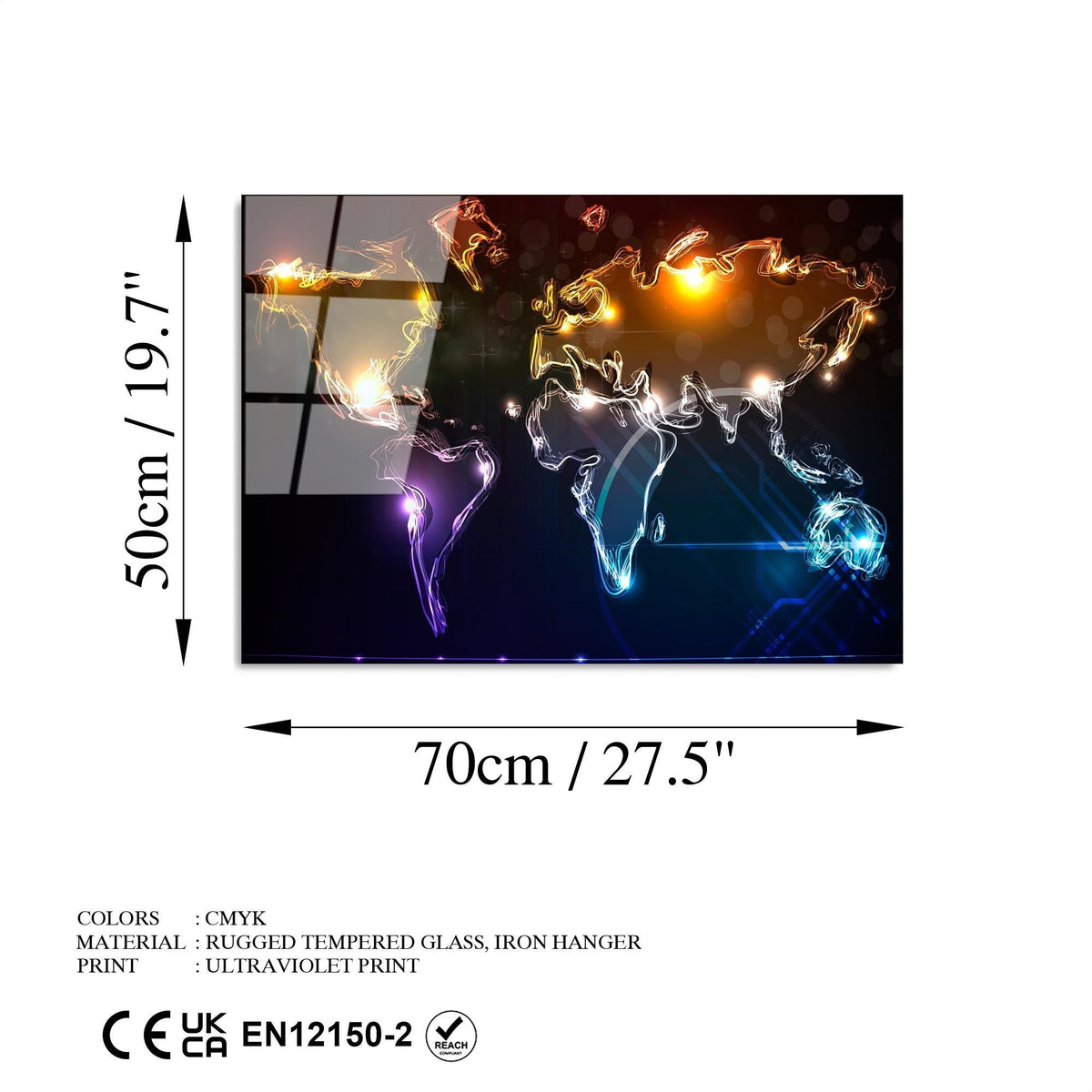 Uv-357 Baskılı Cam Dikdörtgen Duvar Tablosu 