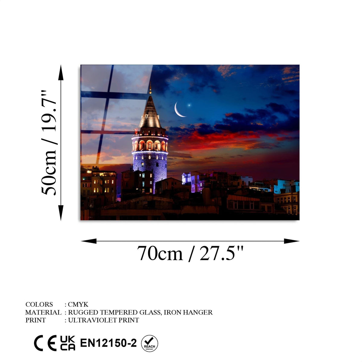 Uv-430 Baskılı Cam Dikdörtgen Duvar Tablosu 