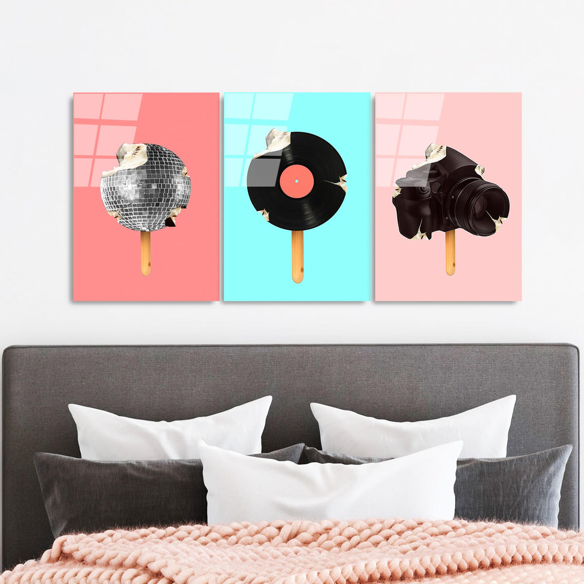 Uv-880 Baskılı Cam 3'Lü Set Duvar Tablosu 