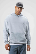 Oversize Yıkamalı Baskılı Kapüşonlu Sweatshirt